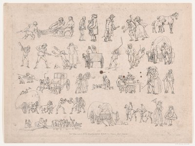 Placa 4, Esboços de Figuras, Paisagens e Gado... para o Uso de Aprendizes, Ma..., 8 de março de 1790. de Thomas Rowlandson