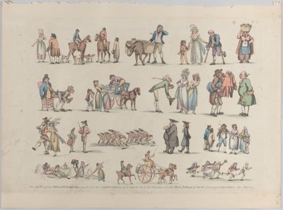 Placa 6, Esboços de Figuras, Paisagens e Gado... para o Uso dos Aprendizes, Ju..., 20 de junho de 1790. de Thomas Rowlandson