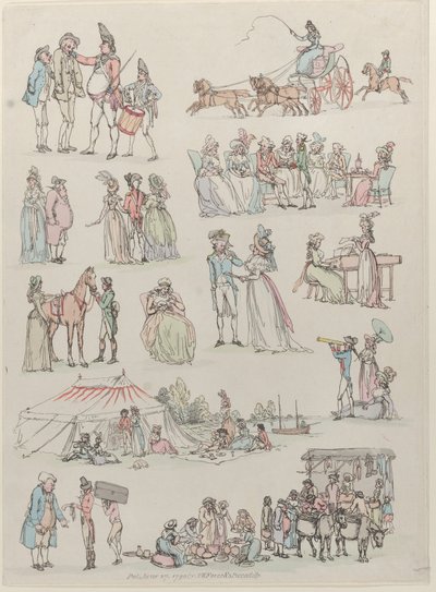 Placa 7, Esboços de Figuras, Paisagens e Gado... para o Uso dos Aprendizes, Ju..., 27 de junho de 1790. de Thomas Rowlandson