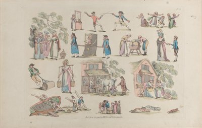 Placa 8, Esboços de Figuras, Paisagens e Gado... para o Uso de Aprendizes, Ju..., 20 de junho de 1790. de Thomas Rowlandson