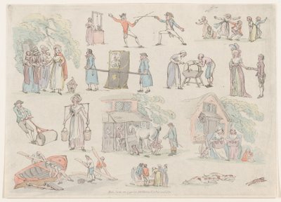 Placa 8, Esboços de Figuras, Paisagens e Gado... para o Uso de Aprendizes, Ju..., 20 de junho de 1790. de Thomas Rowlandson