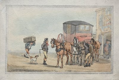 Postboys e Posthorses no White Hart Inn de Thomas Rowlandson
