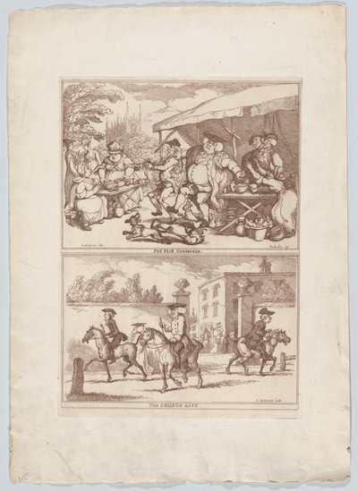 Pot Fair Cambridge e The College Gate, 1780-90., 1780-90. de Thomas Rowlandson