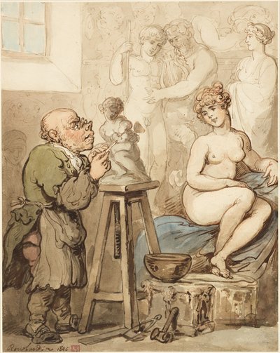 Preparação para a Academia — Velho Joseph Nollekens e sua Vênus de Thomas Rowlandson