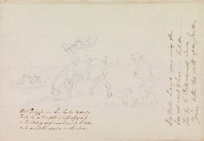 Esboço preparatório para «Dr. Syntax a desenhar o lago» de Thomas Rowlandson