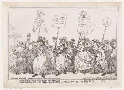 Procissão para The Hustings após uma investigação bem-sucedida, 30 de abril de 1784., 30 de abril de 1784. de Thomas Rowlandson