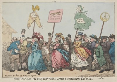 Procissão até ao palanque após uma campanha eleitoral bem-sucedida de Thomas Rowlandson