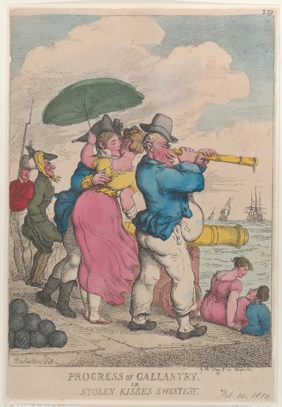 Progresso de galanteria ou beijos roubados mais doces, 14 de fevereiro de 1814., 14 de fevereiro de 1814. de Thomas Rowlandson