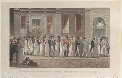 Quae Genus Comprometido, com uma Festa Dançante Descontrolada, à Sentinela, desde ..., 1º de novembro de 1821. de Thomas Rowlandson