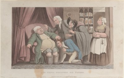 Quae Genus descobre seu pai, de The History of Johnny Quae Genus, The Li..., 1 de janeiro de 1822. de Thomas Rowlandson