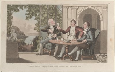 Quae Genus Engaged with Jovial Friends, Or-Who Sing Best, from The History of..., 1 de janeiro de 1822. de Thomas Rowlandson