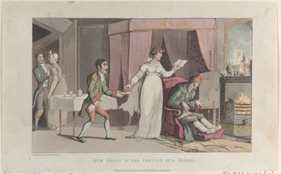Quae Genus a Serviço de um Avarento, de The History of Johnny Quae Genus, T..., 1 de outubro de 1821. de Thomas Rowlandson