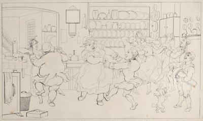 Quae Genus in the Sports of the Kitchen, de The History of Johnny Quoe Genus: the Littl..., 1822. de Thomas Rowlandson