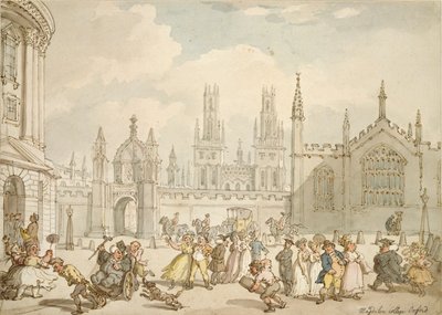 Radcliffe Square, Oxford, início do século XIX de Thomas Rowlandson
