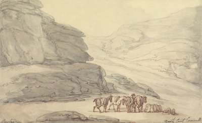 Cena rochosa na Costa Norte, Cornualha (caneta e tinta e aquarela sobre papel) de Thomas Rowlandson