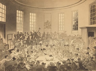 Royal Cock Pit, publicado em 1808. de Thomas Rowlandson