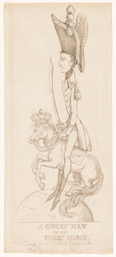 Estátua equestre de Napoleão, 1804 de Thomas Rowlandson