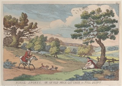 Esportes Rurais, ou um Old Mole Catcher in Full Scent, 31 de agosto de 1811., 31 de agosto de 1811. de Thomas Rowlandson