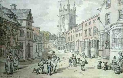 Saint Austle, Cornwall (caneta e aguarela sobre papel) de Thomas Rowlandson