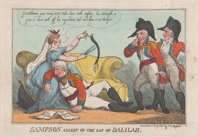 Sampson dormindo no colo de Dalilah, 19 de março de 1809., 19 de março de 1809. de Thomas Rowlandson