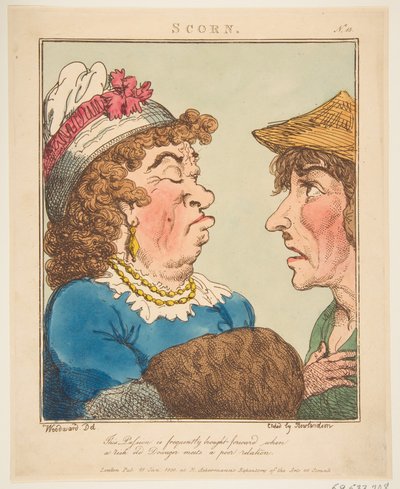Scorn Le Brun Travested, ou Caricaturas das Paixões, 21 de janeiro de 1800. de Thomas Rowlandson