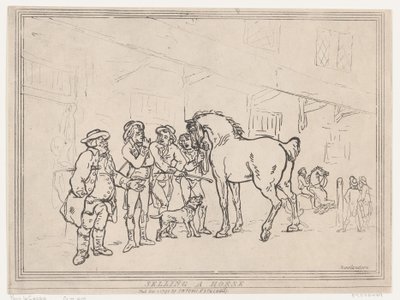 Vendendo um cavalo, 1º de dezembro de 1791., 1º de dezembro de 1791. de Thomas Rowlandson