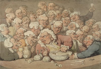 Serving Punch, c.1815-20 (caneta e tinta e aquarela sobre lápis no papel) de Thomas Rowlandson