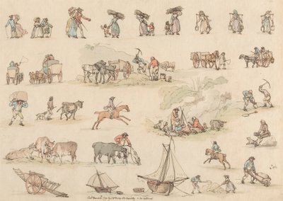 Conjunto de dezasseis: Esboços de Números e Paisagens de Thomas Rowlandson