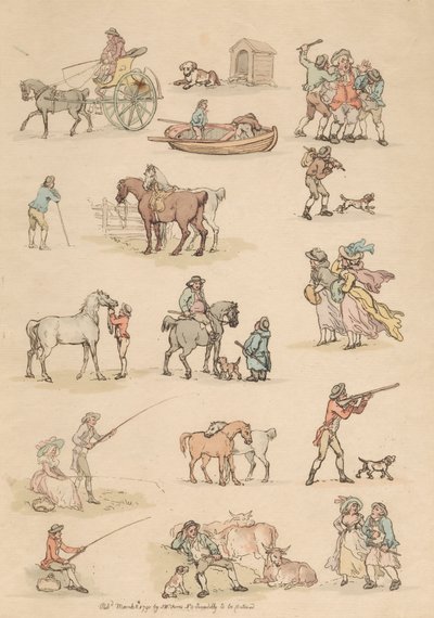 Conjunto de dezasseis: Esboços de Números e Paisagens de Thomas Rowlandson
