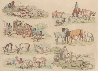 Conjunto de dezasseis: Esboços de Números e Paisagens de Thomas Rowlandson