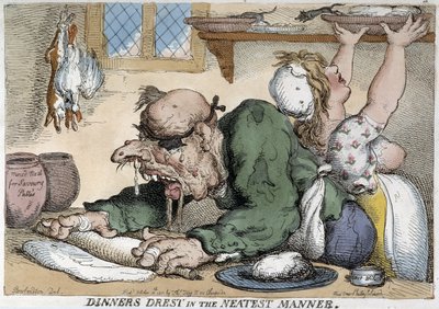 Doente preparando a refeição - Cartoon by Rowlandson de Thomas Rowlandson