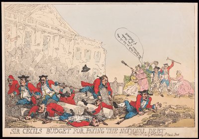 Orçamento de Sir Cecils para Payng the National Debt, pub. 1784 (gravura colorida à mão) de Thomas Rowlandson