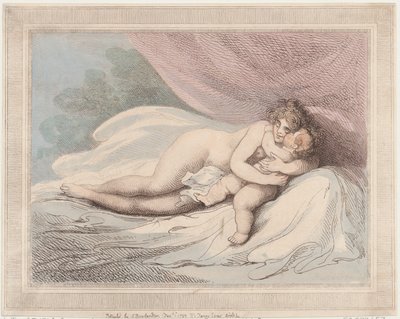 Vênus adormecida abraçando uma criança, 1º de janeiro de 1799., 1º de janeiro de 1799. de Thomas Rowlandson