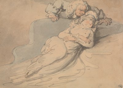 Mulher Adormecida Observada por um Homem de Thomas Rowlandson