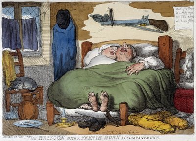 Ronco de casal adormecido - caricatura de Rowlandson de Thomas Rowlandson