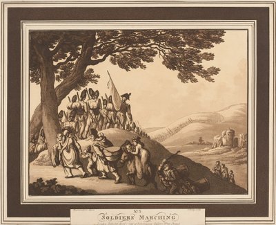  Soldados em marcha , c.1798 de Thomas Rowlandson