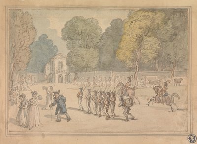 Soldados no St. James Park de Thomas Rowlandson