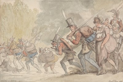 Soldados em marcha de Thomas Rowlandson