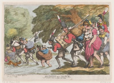 Soldados em março, 1º de abril de 1808., 1º de abril de 1808. de Thomas Rowlandson