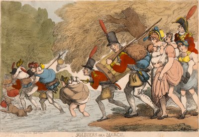 Soldados em Março: "Para arrumar os seus farrapos e seguir o Tambor" de Thomas Rowlandson