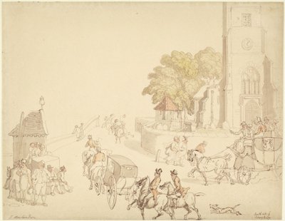 Lado sul da Ponte de Putney de Thomas Rowlandson