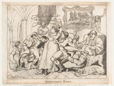Salão dos Caçadores, ou Caçadores de Raposas a Descansar de Thomas Rowlandson