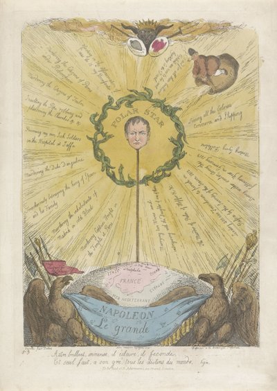 Caricatura com Napoleão como a Estrela Polar, 1813 de Thomas Rowlandson