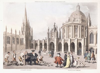 Igreja de Santa Maria e Biblioteca Radclivian, 1809-1811 de Thomas Rowlandson