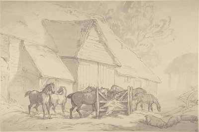 Cavalariço com cavalos de Thomas Rowlandson