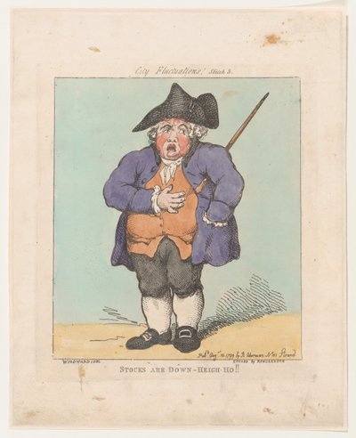 Os estoques estão em baixa - Heigh-Ho !!, 10 de agosto de 1799., 10 de agosto de 1799. de Thomas Rowlandson