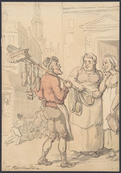 Cena de rua: Vendedor de escovas de Thomas Rowlandson