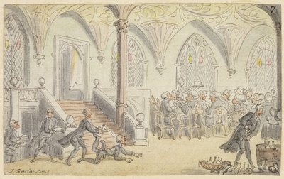 Estudo para Dr. Sintaxe Entretido na Faculdade de Thomas Rowlandson