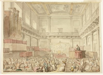 Estudo para Royal Chapel, Whitehall, da Microcosm of London de Thomas Rowlandson