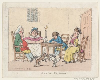 Domingo à noite, 1770-1780., 1770-1780. de Thomas Rowlandson